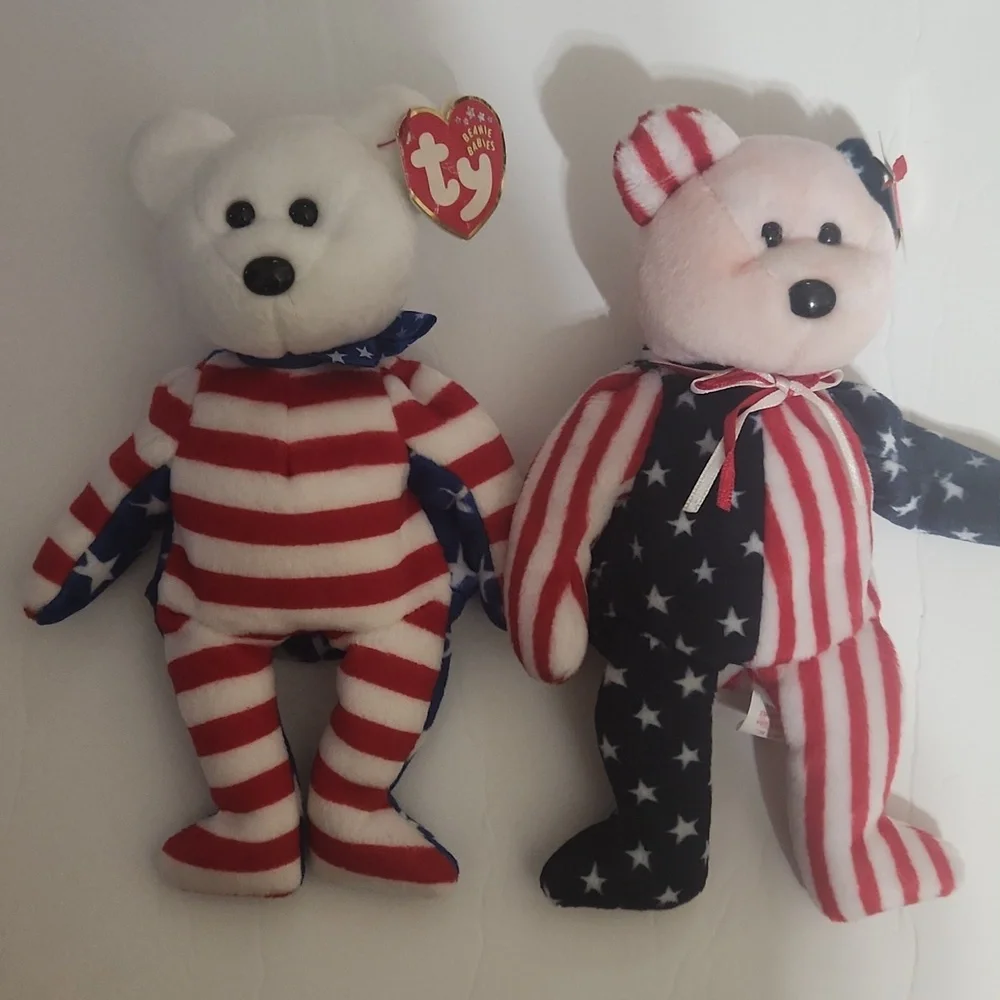 Ty Beanie Babies Liberty And Spangle Red White And Blue Patriotic Bears